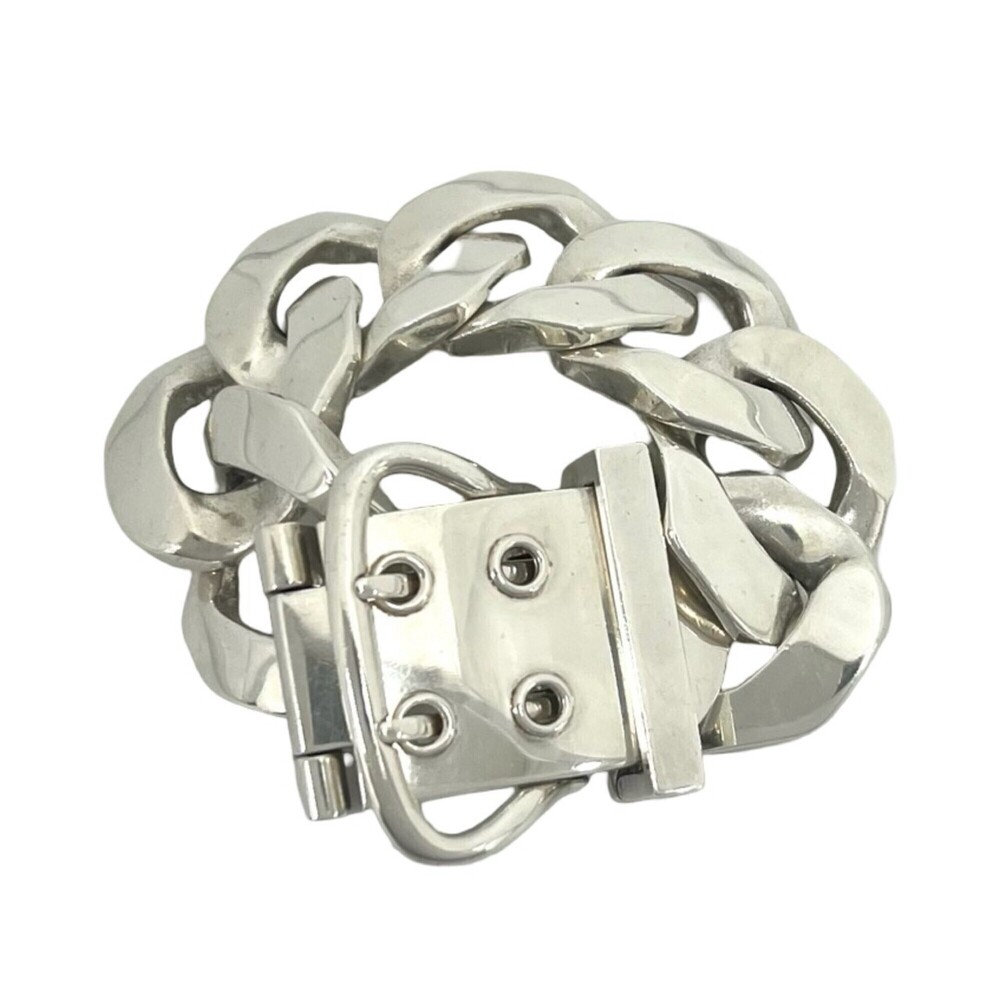 HERMES Boucles Sellier TGM Bracelet, Sterling Silver 925, Men's Accessory, Si...